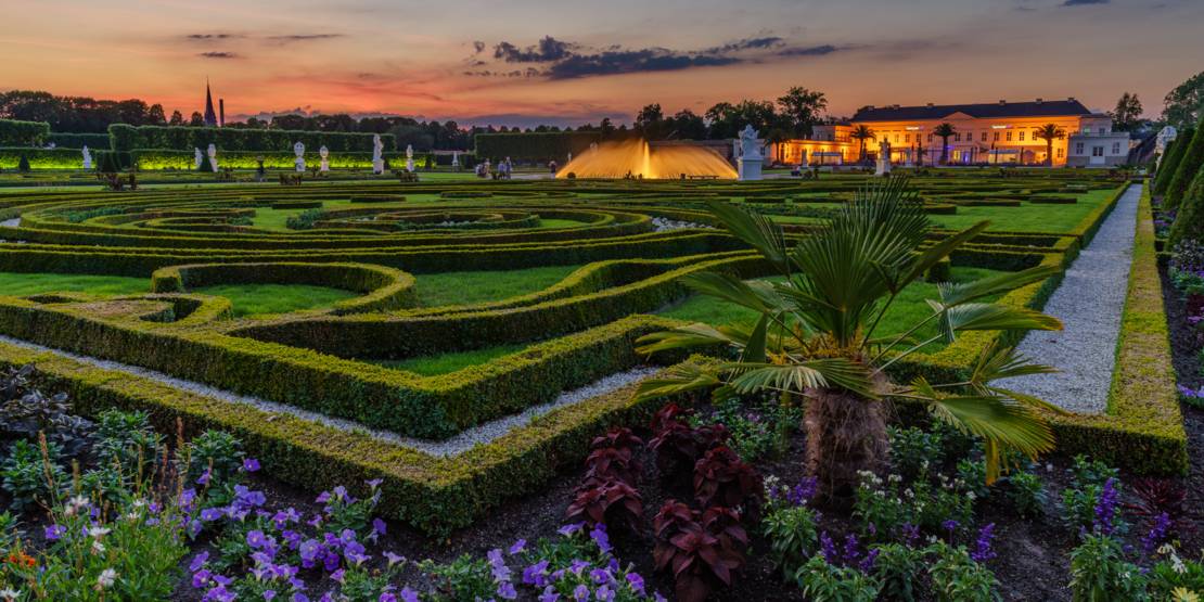 Großer Garten im Dunkeln